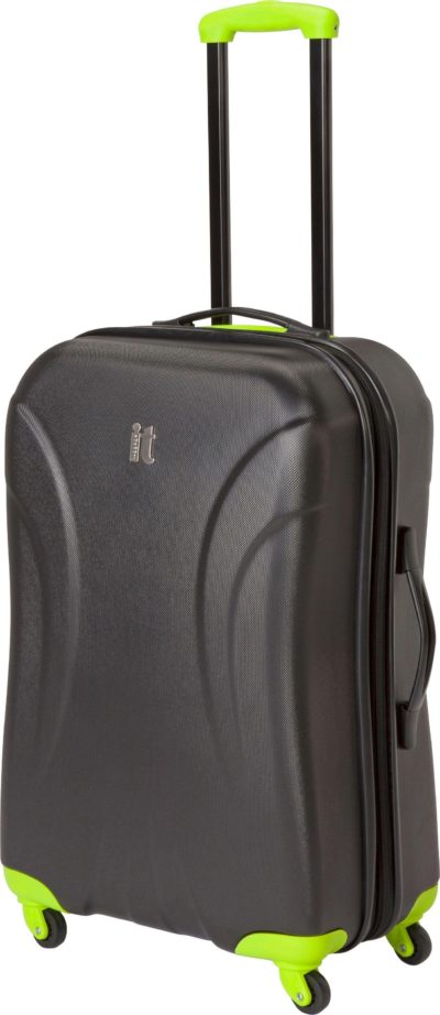 IT Luggage - Large Expandable 4 Wheel Hard Suitcase - Black